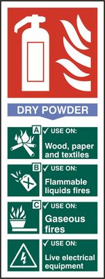Beeswift Fire Extinguisher Dry Powder Sign Rigid PVC