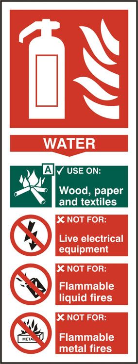 Beeswift Fire Extinguisher Water Sign Rigid PVC