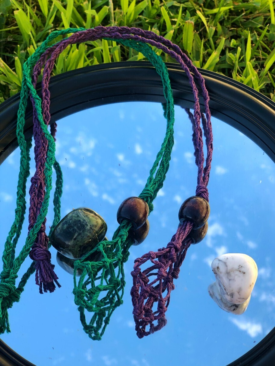 Hemp Macramé Crystal Necklaces