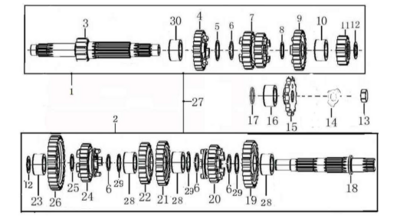 GRUPPO CAMBIO - TRANSMISSION MAIN,COUNTER SHAFT