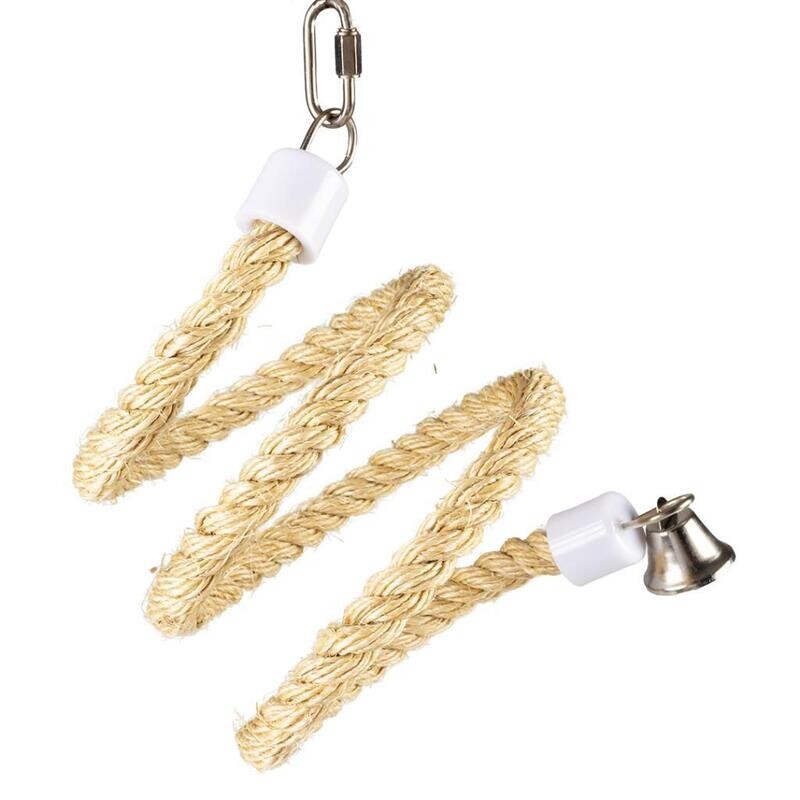 Spiraaltouw in sisial met bel M - 97 x 21 x 21cm. beige
