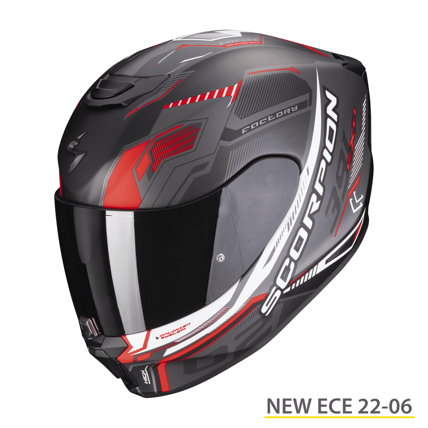 CASCO SCORPION EXO 391 HAUT NEGRO MATE PLATA ROJO