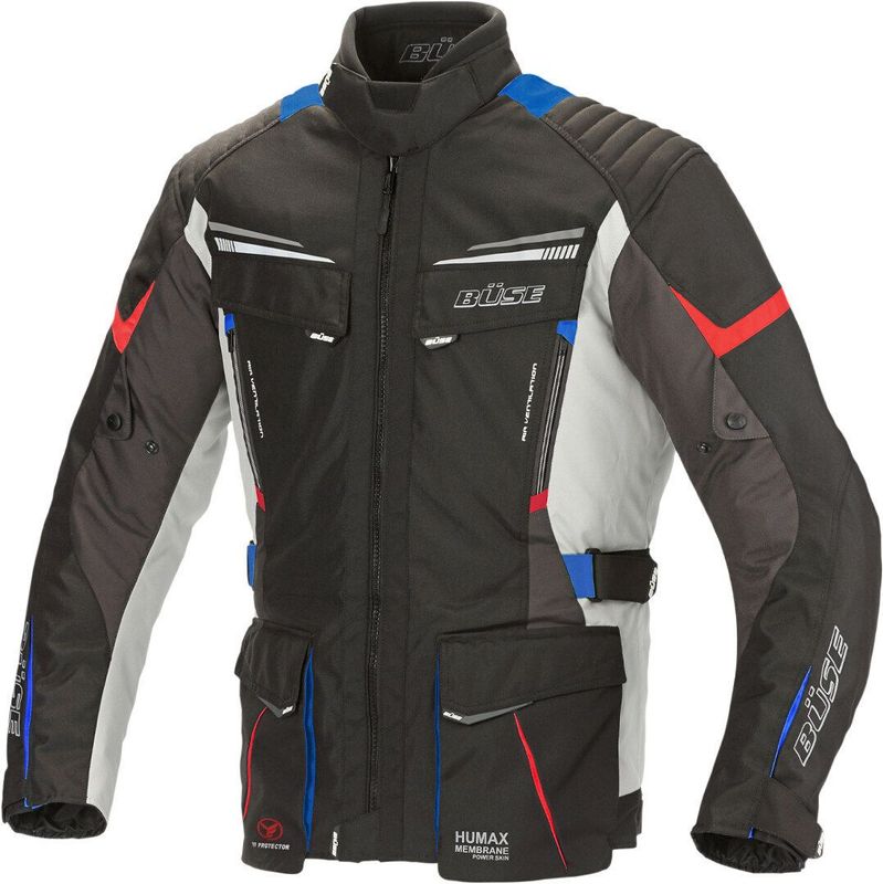 Büse Lago Pro Chaqueta textil de motocicleta Negro/Azul/Rojo