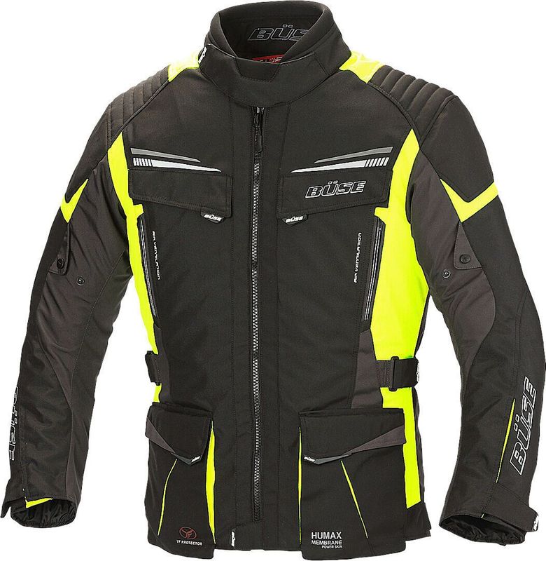 Büse Lago Pro Chaqueta textil de motocicleta Negro/Amarillo