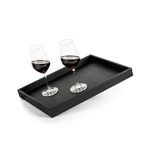 Metal Tray In Leather Look Black