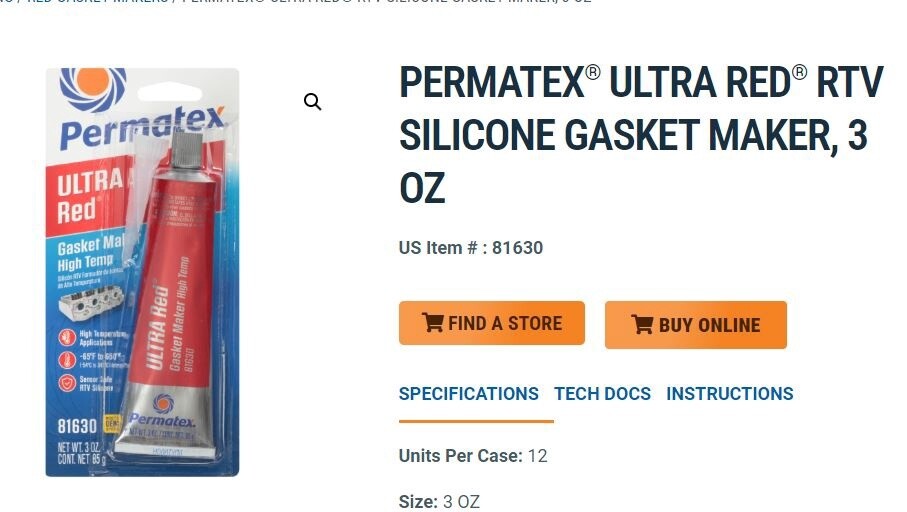 Permatex 81630 Ultra Red High Temperature Gasket Maker