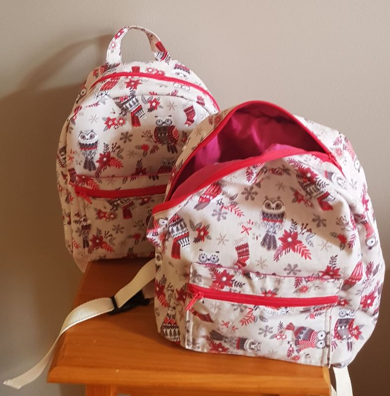 Sac à dos crèche/maternelle rose motifs chouettes