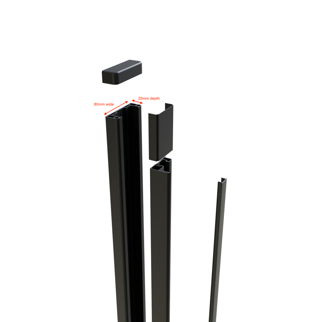 Aluminium Receiver Latch Post 25mm x 80mm