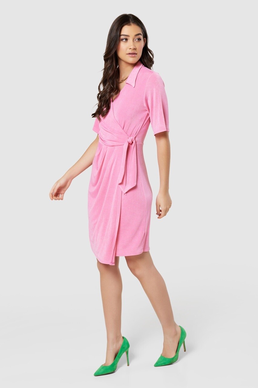Pink Wrap A-Line Dress