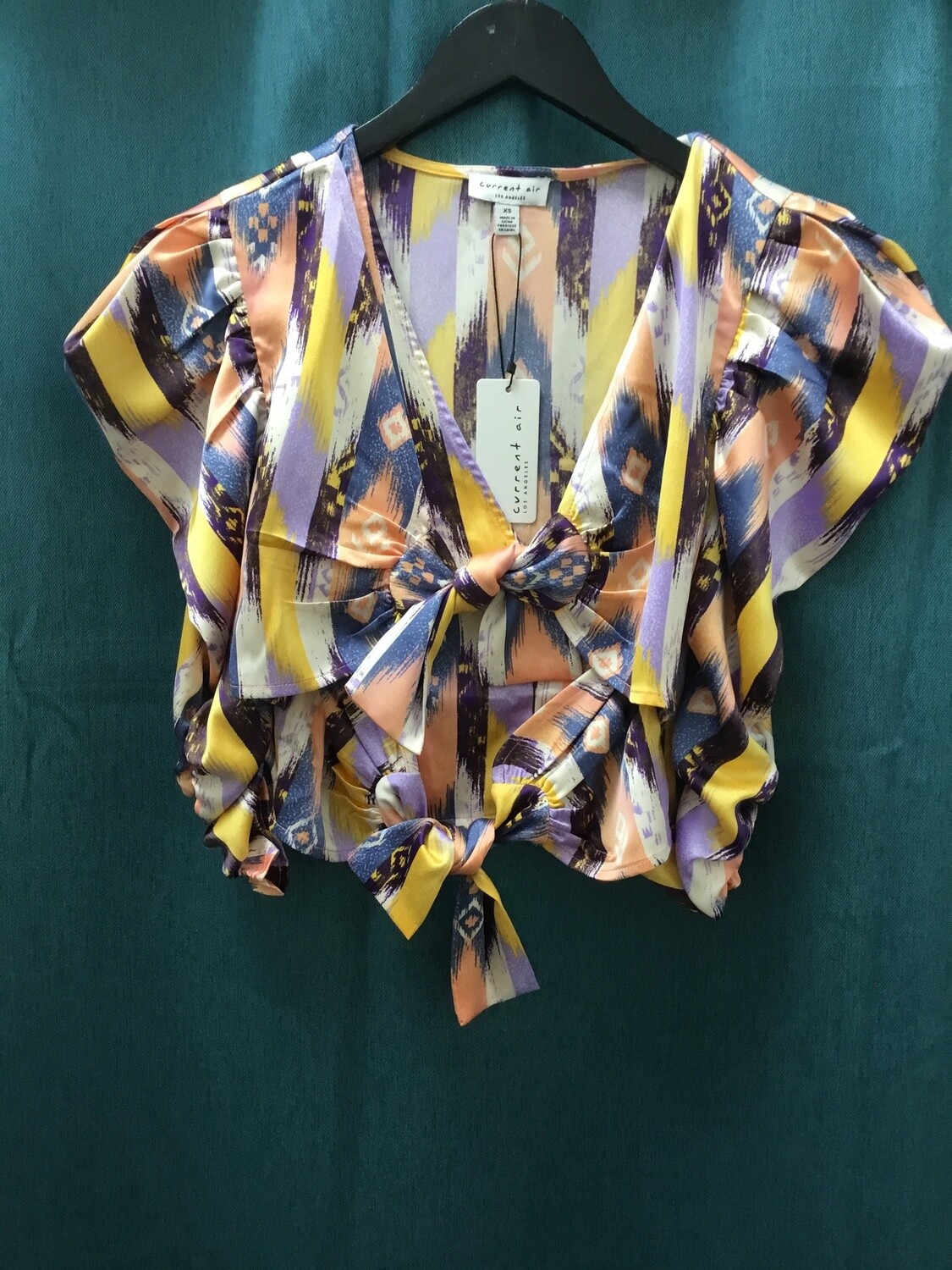 Ruched half sleeve cropped blouse, Size: XS