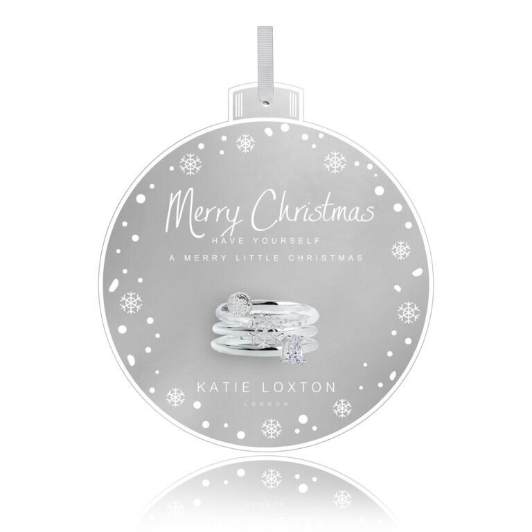 Baubles Merry Xmas Adjustable Rings - Set Of 3