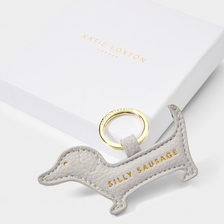 Beautifully Boxed Keyring 'Silly Sausage' in Gray