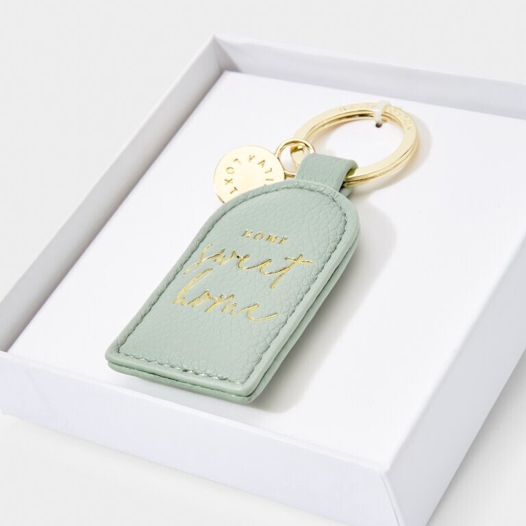 Beautifully Boxed Keyring &quot;Home Sweet Home&#39; in Green