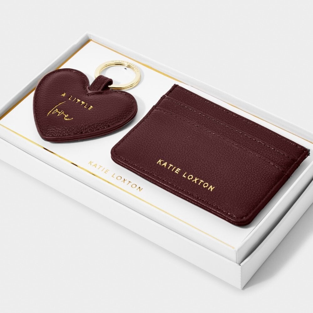 Heart Keychain & Card Holder Set 'A Little Love' in Plum