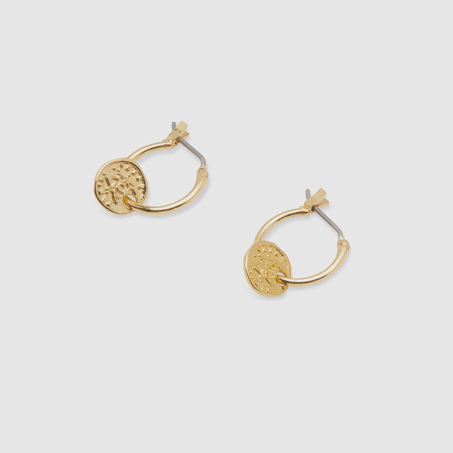 Ana Coin Huggies - Gold Earrings