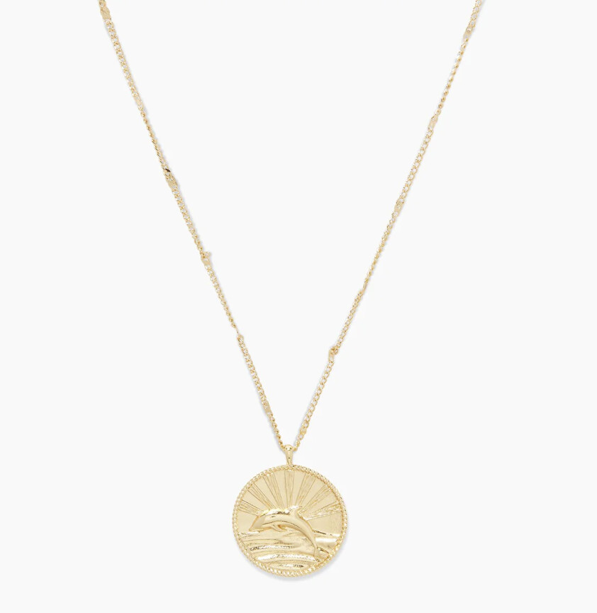 Dolphin Coin Necklace Gold