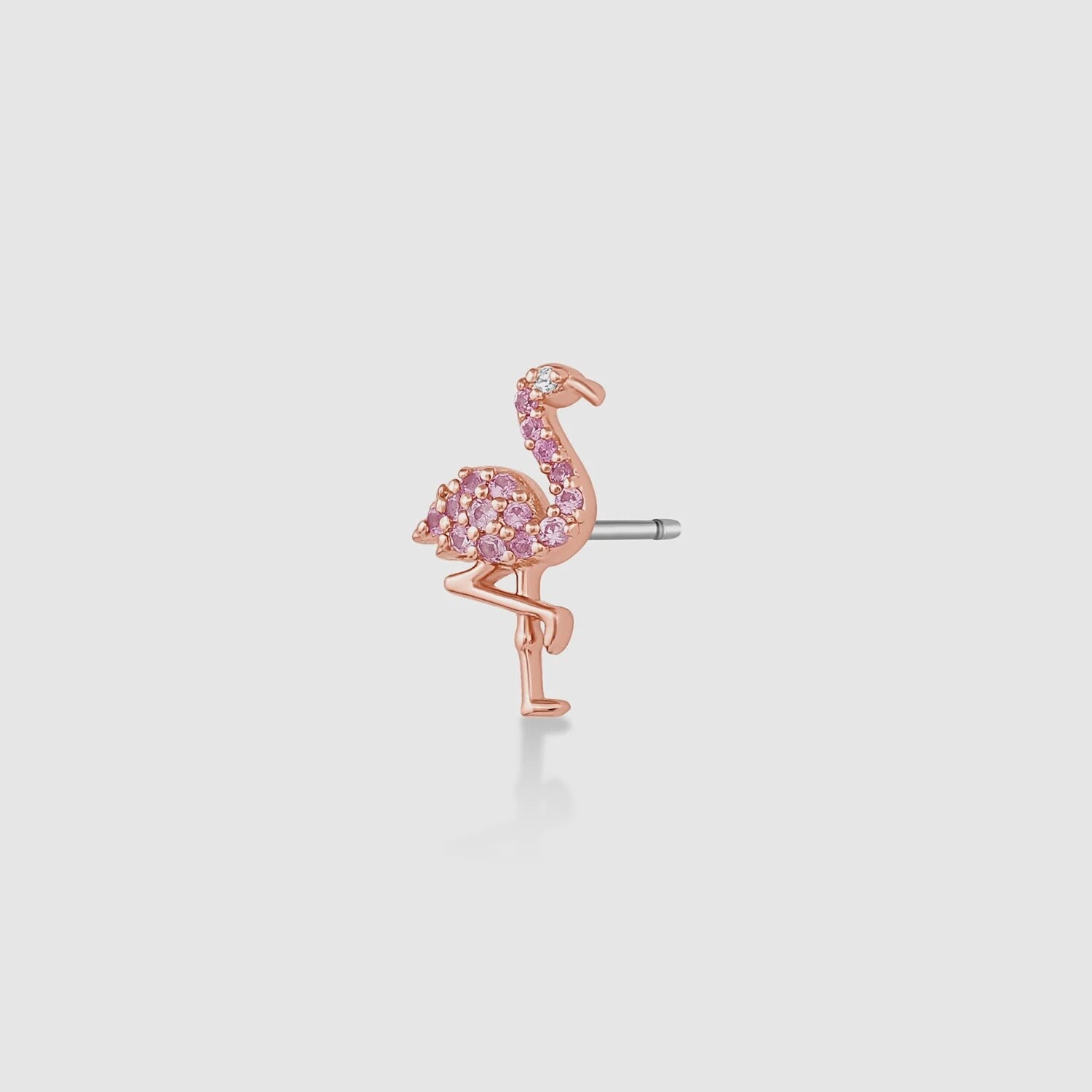 Flamingo Charm Stud - Rose Gold Earrings