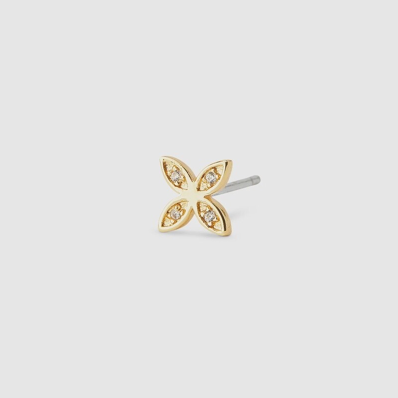 Flower Charm Stud - Gold Earrings