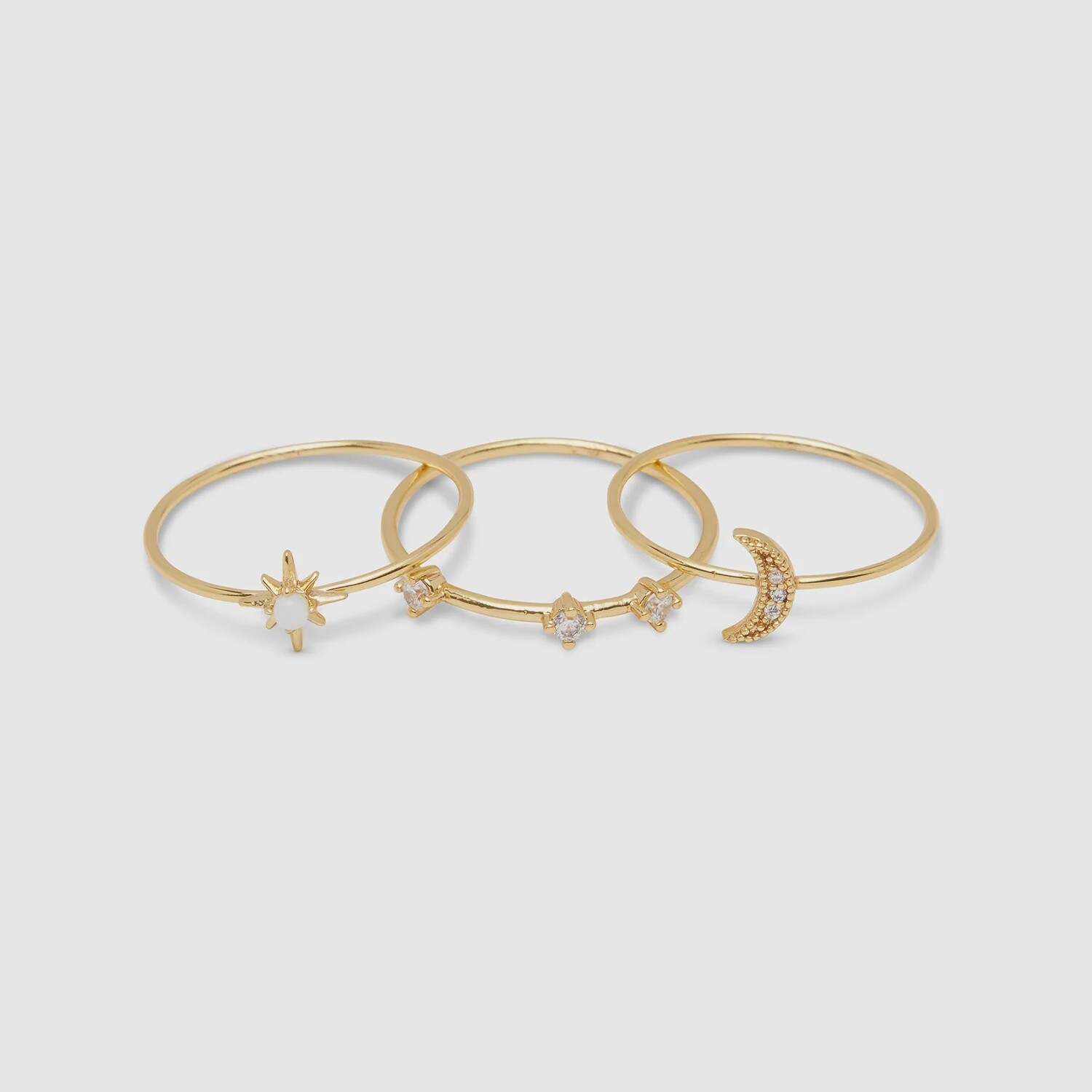 Luna Ring Set - Gold / white opalite / 6