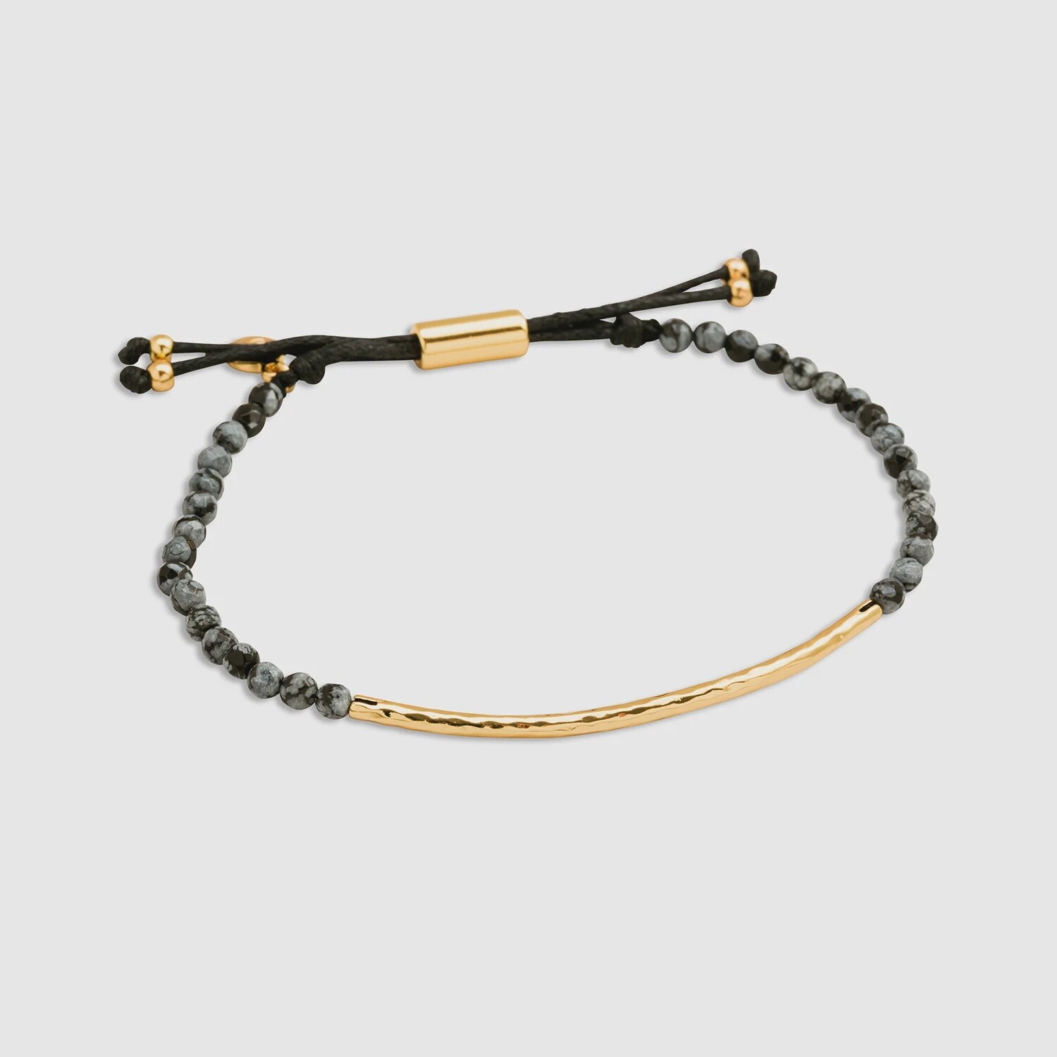 Power Gemstone Bracelet for Courage - Gold / Snowflake Obsidian