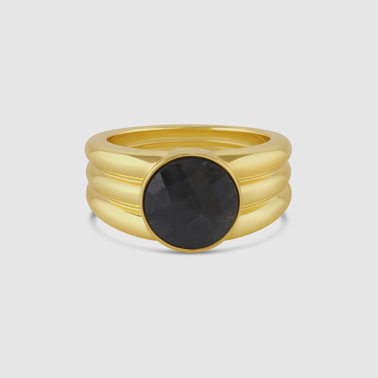 Power Gemstone Reed Ring for Balance - Gold / Labradorite / 7