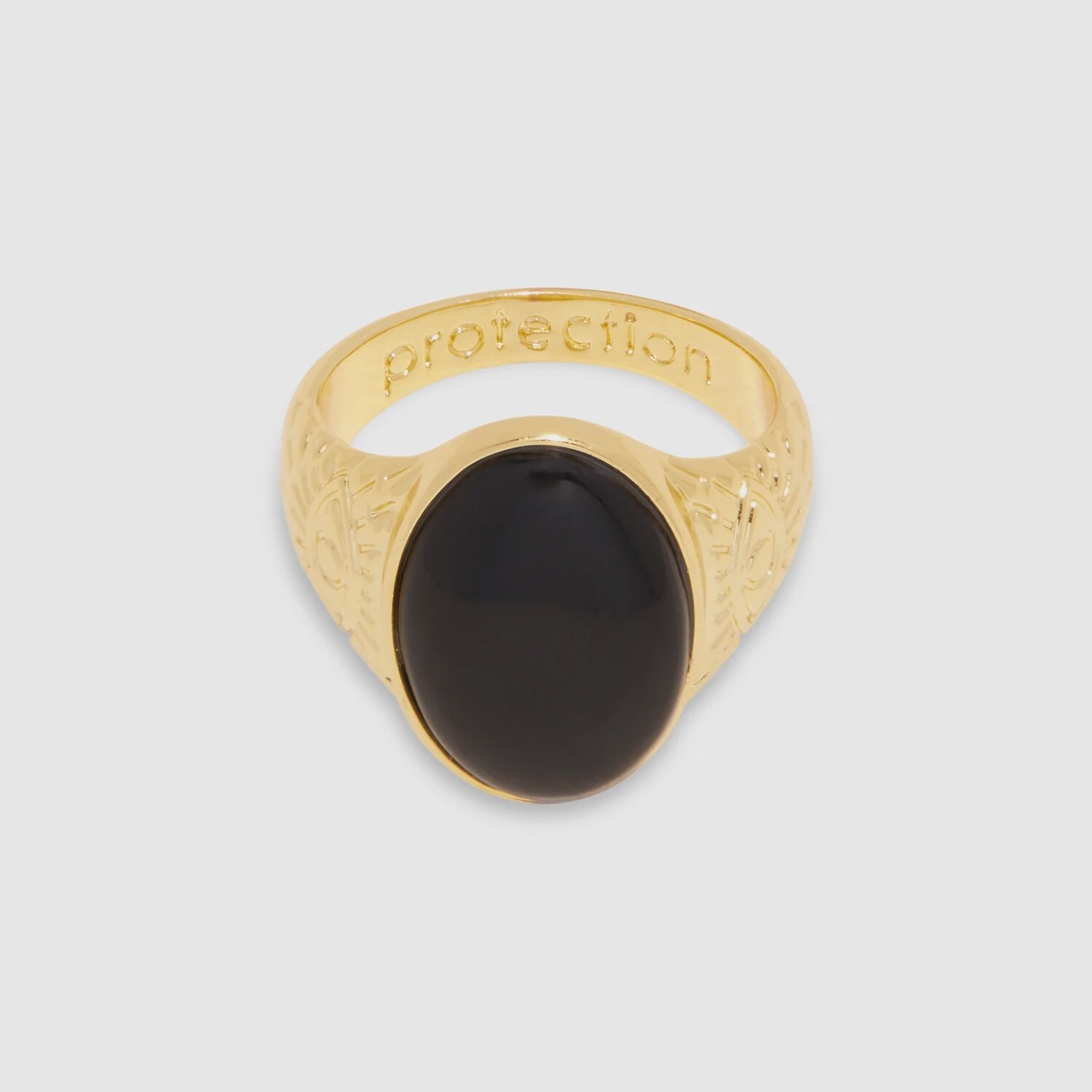 Power Gemstone Ring for Protection - Gold / Black Onyx / 7