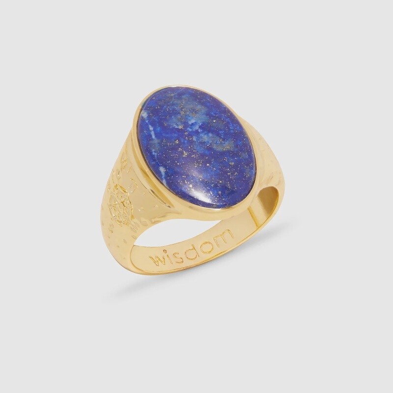 Power Gemstone Ring for Wisdom - Gold / Lapis / 7