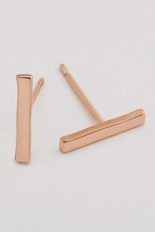 Taner Bar Mini Studs - Rose Gold Earrings
