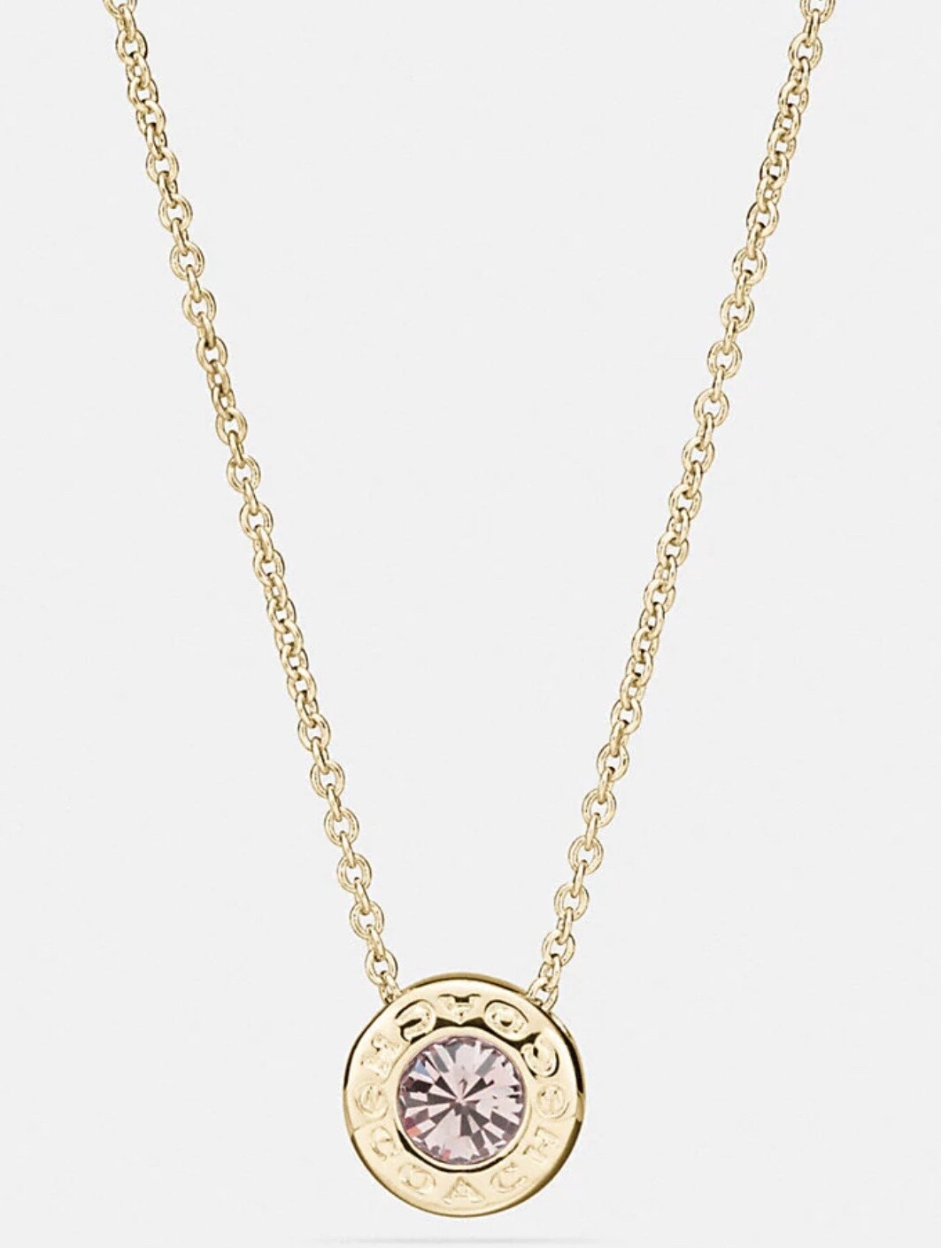 Open Circle Stone Necklace Gold