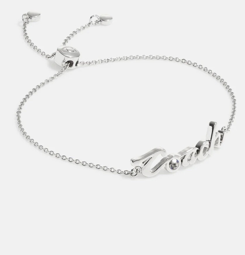 Logo Script Slider Bracelet- Silver