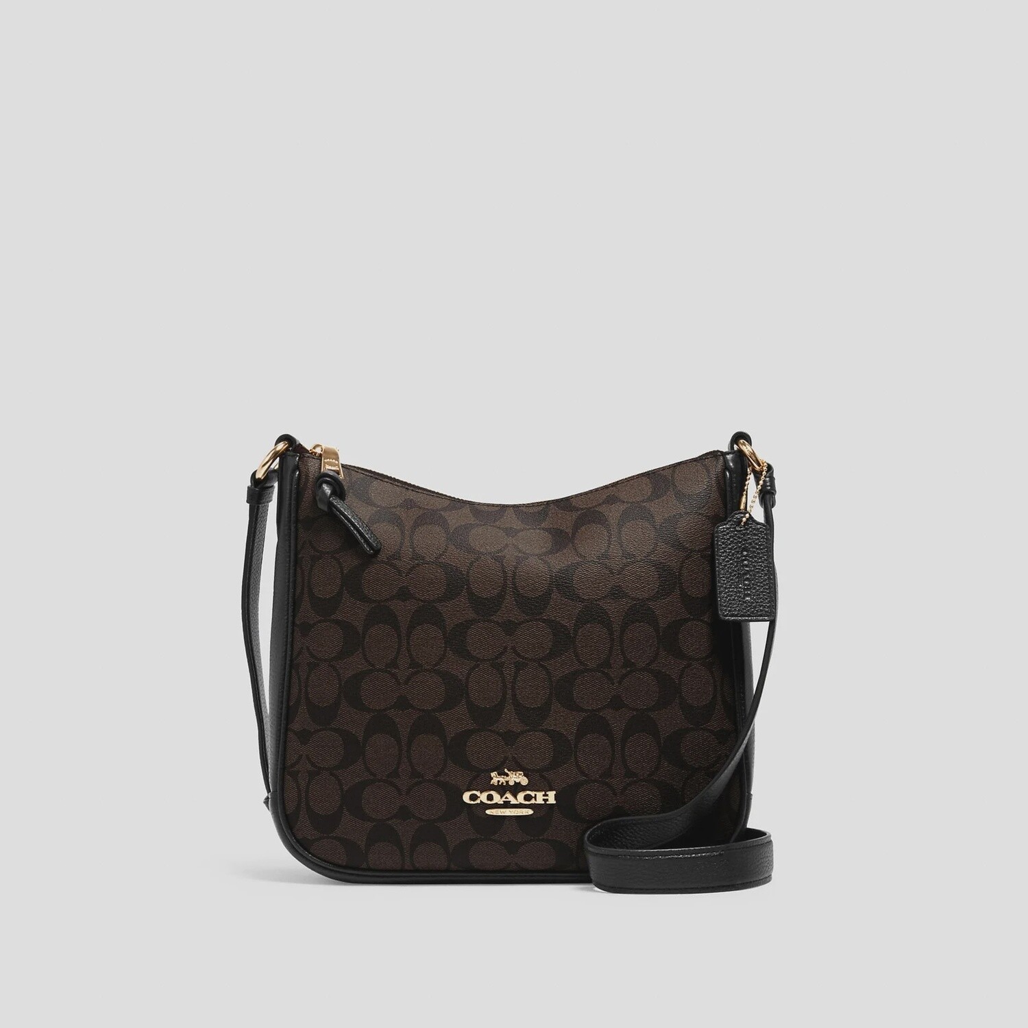 Ellie File Bag In Signature Canvas, Color: Gold/Brown/Black
