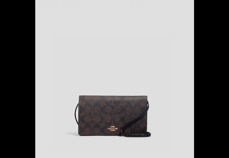 Ana Fold Over Crossbody, Color: Brown/Black Sig