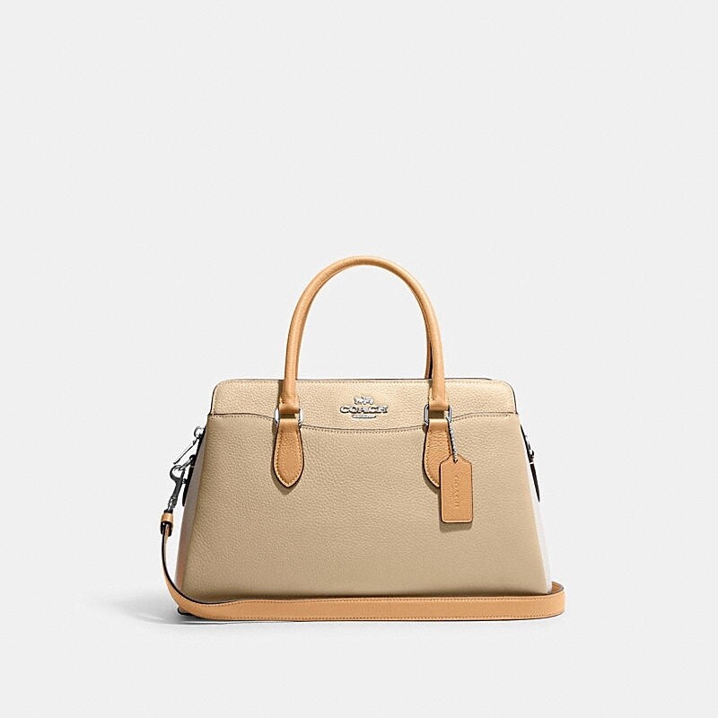 Darcie Carryall In Colorblock, Color: Silver/ Sand Beige Multi