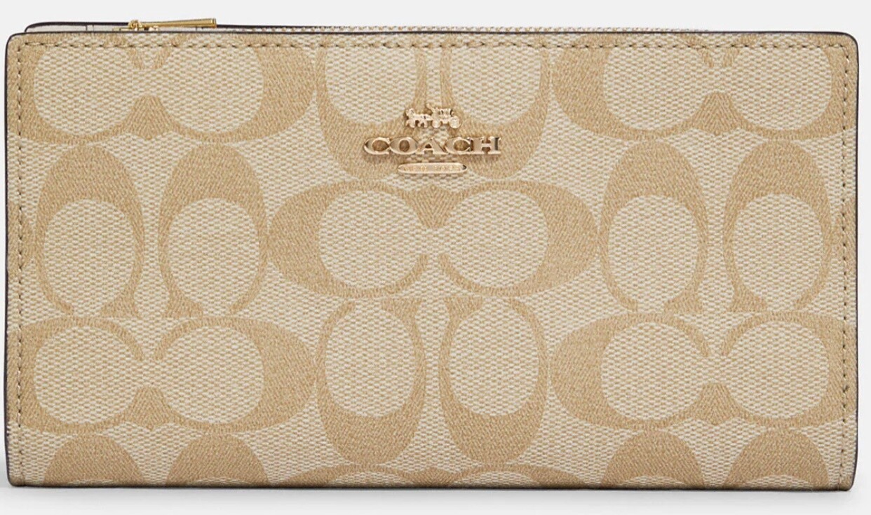 Slim Zip Wallet, Color: Gold/ Light Khaki Gold