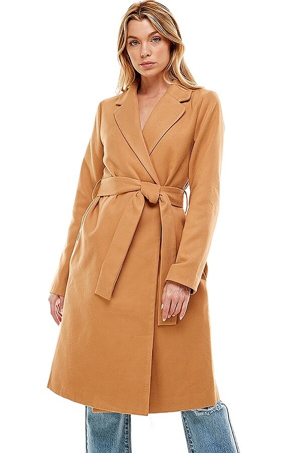 Basic Clean Front Trench with Tie Belt