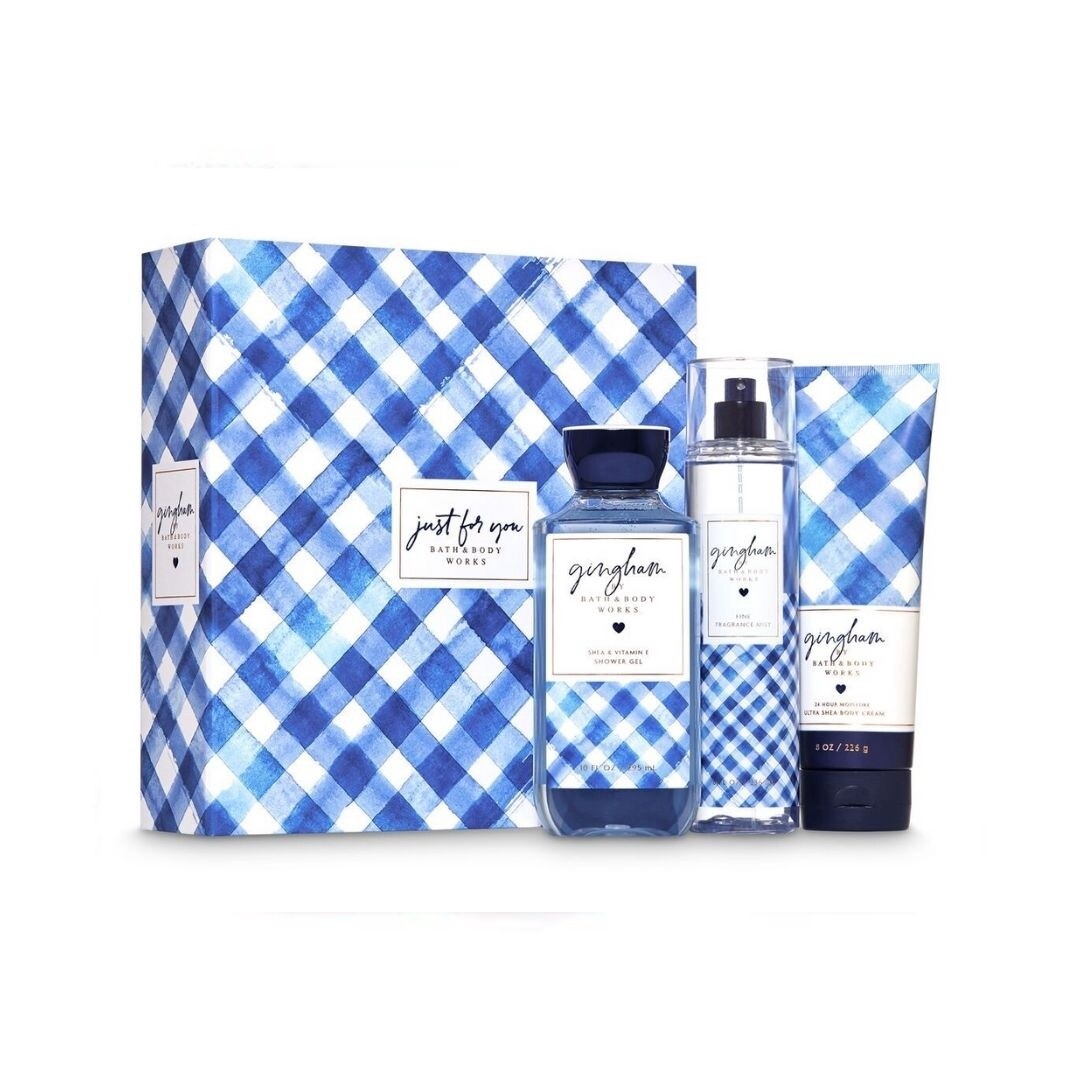 Large Gift Bag Set (Spray/Cream/Gel/handcream), Scent: Gingham