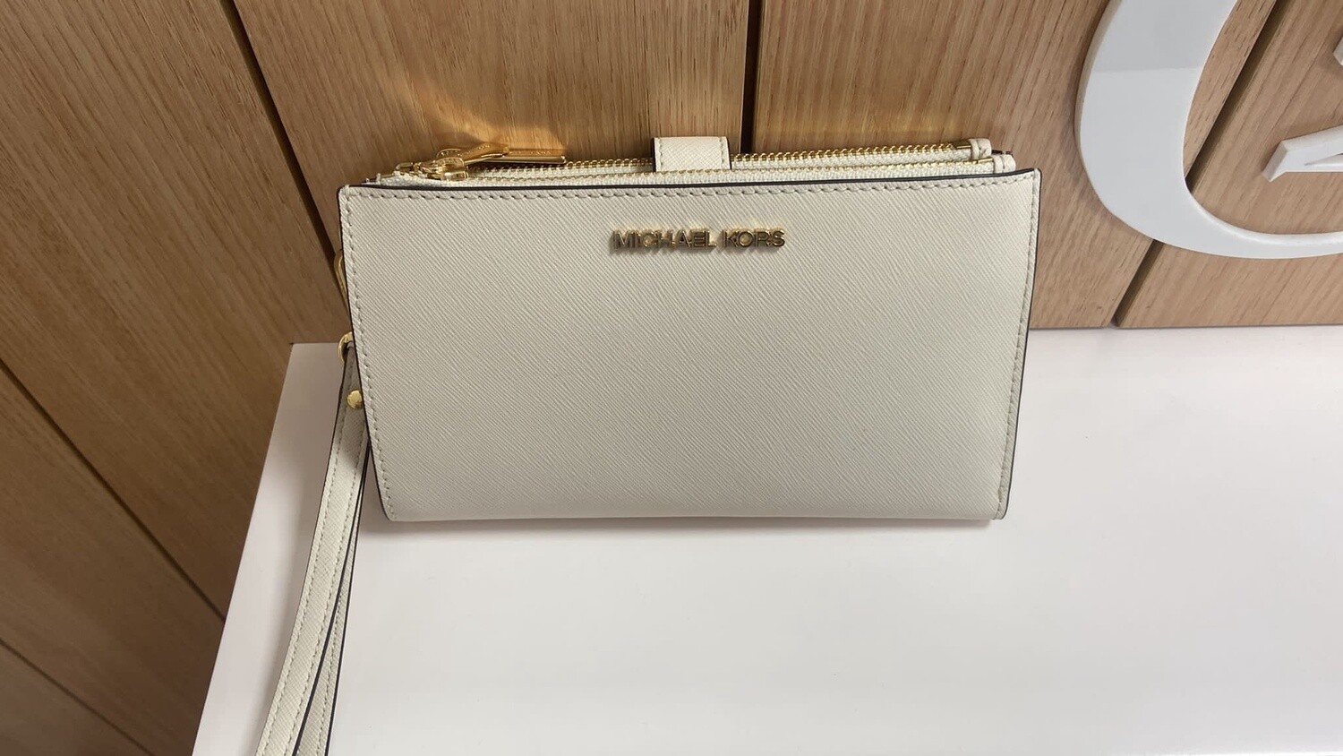 Double Zip Wristlet, Color: LT Cream