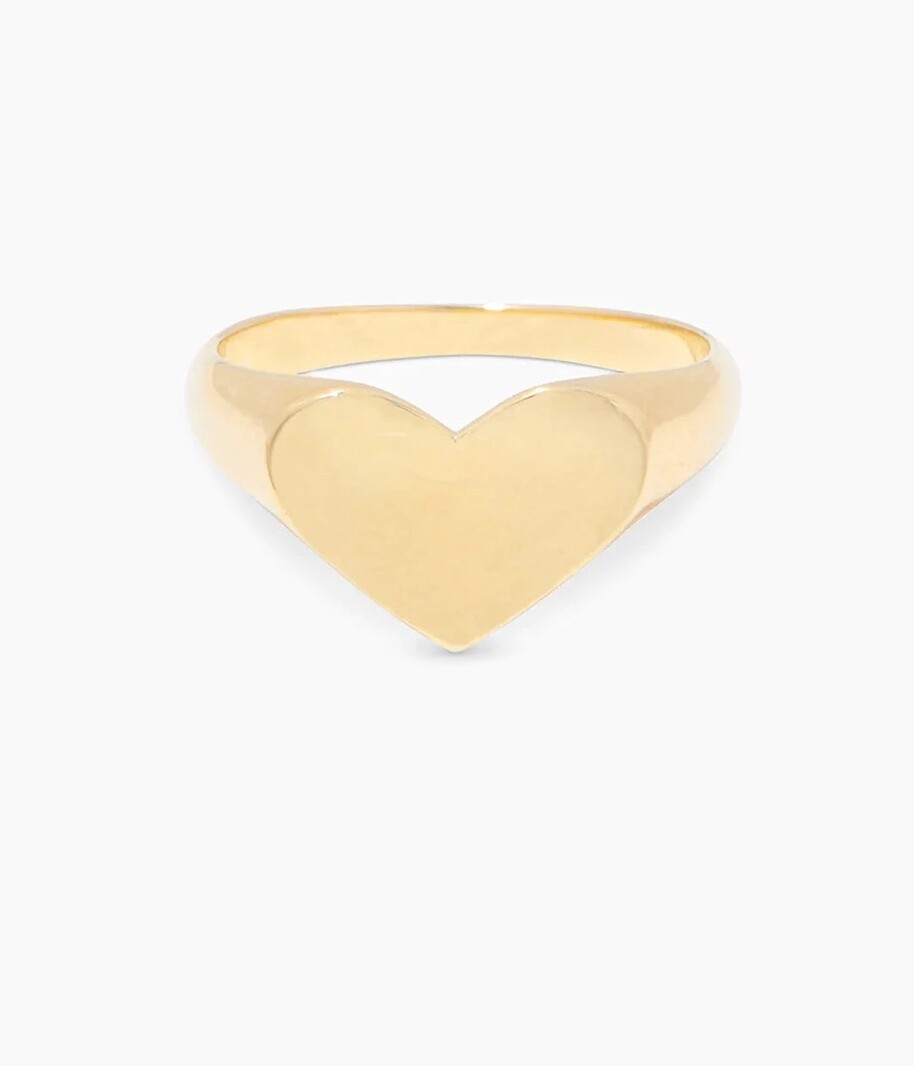 Louise Heart Signet Ring - Gold