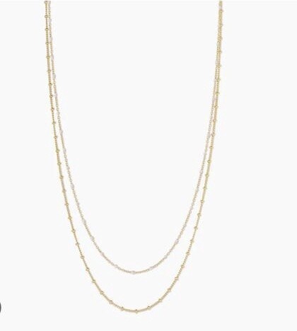 Capri Layered Necklace (Ivory Pearlized Enamel) - Gold / Ivory Pearlized Enamel