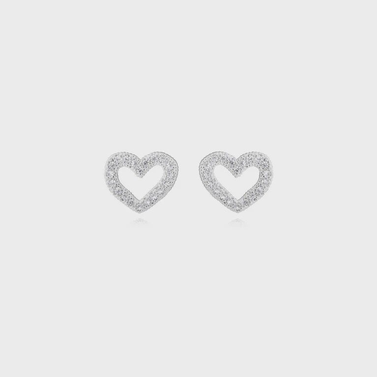 Lucia Lustre Heart Organic Pave Earrings