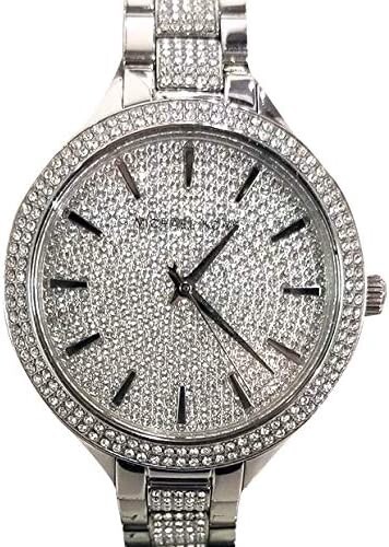 Runway Glitz Pave Dial Crystal Silver- Tone Stainless Watch
