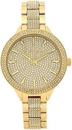 Crystal Gold Tone Stainless Steel Watch