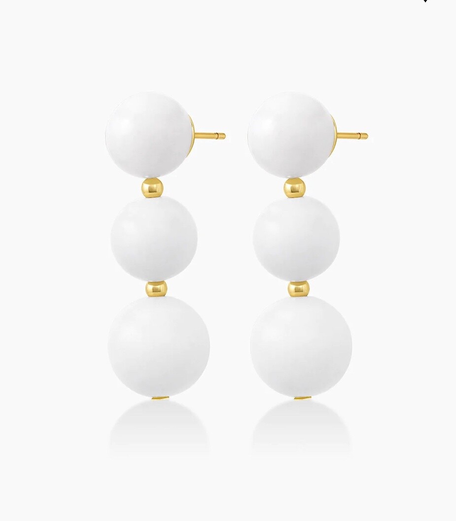 Iris Earrings (White) - Gold / White