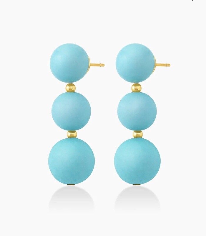 Iris Earrings (Light Turquoise) - Gold / Light Turquoise
