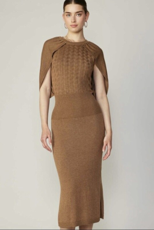CAPE LAYERED MIDI SWEATER DRESS