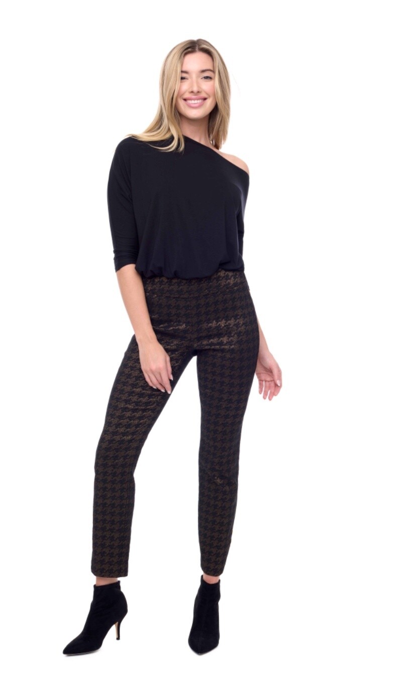 Glossy Ankle Techno Pants, Size: 4, Color: Goldstone