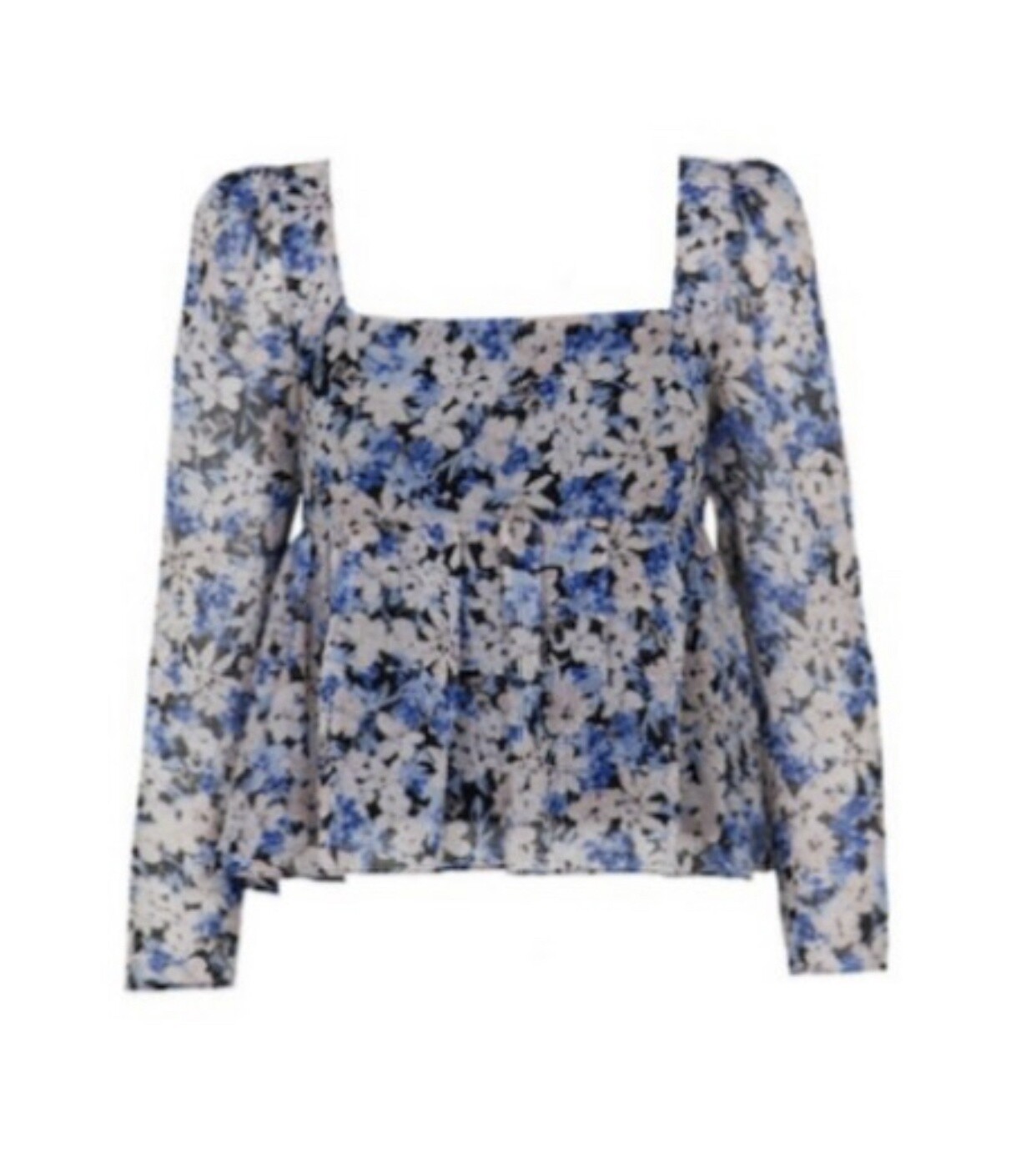 Noah Peplum Top, Size: XS, Color: Blue Floral