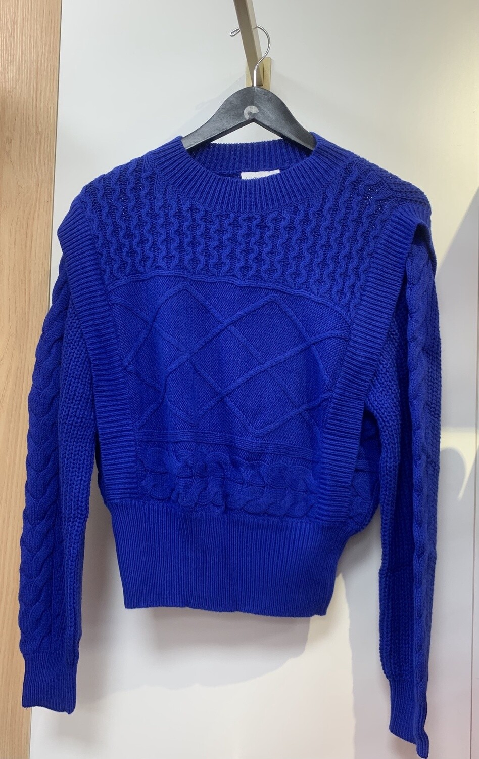 Edwina Cable Knit Sweater, Size: XS, Color: Blue