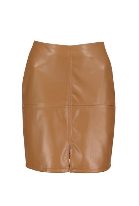 Cami Vegan Leather Skirt, Size: XS, Color: Latte