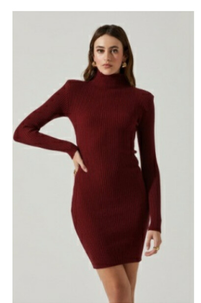 GWENDOLYN SWEATER DRESS, Size: XS, Color: Wine